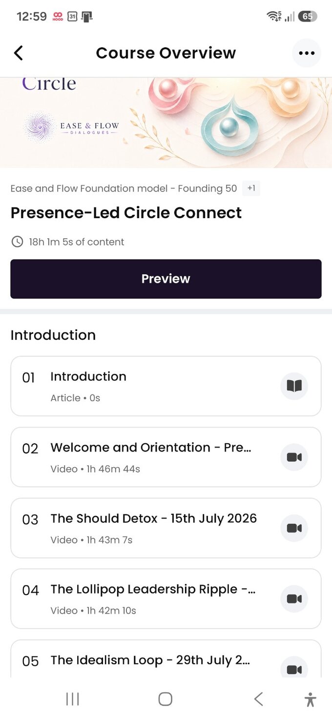 Presence-Led Circle recordings inside the Ease and Flow Dialogues app