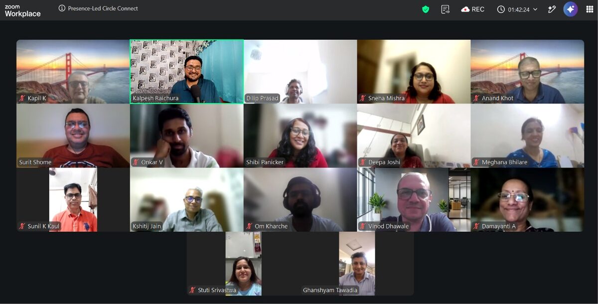 Leaders attending the first Presence-Led Circle meeting on Zoom